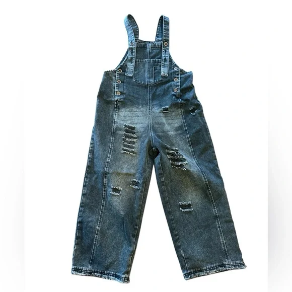 Women's Black:Dark Gray  Distressed Denim Overalls Size Small NWOT - Picture 2 of 4